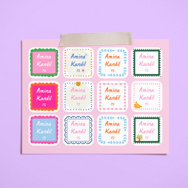 Square Label Stickers (Girl)