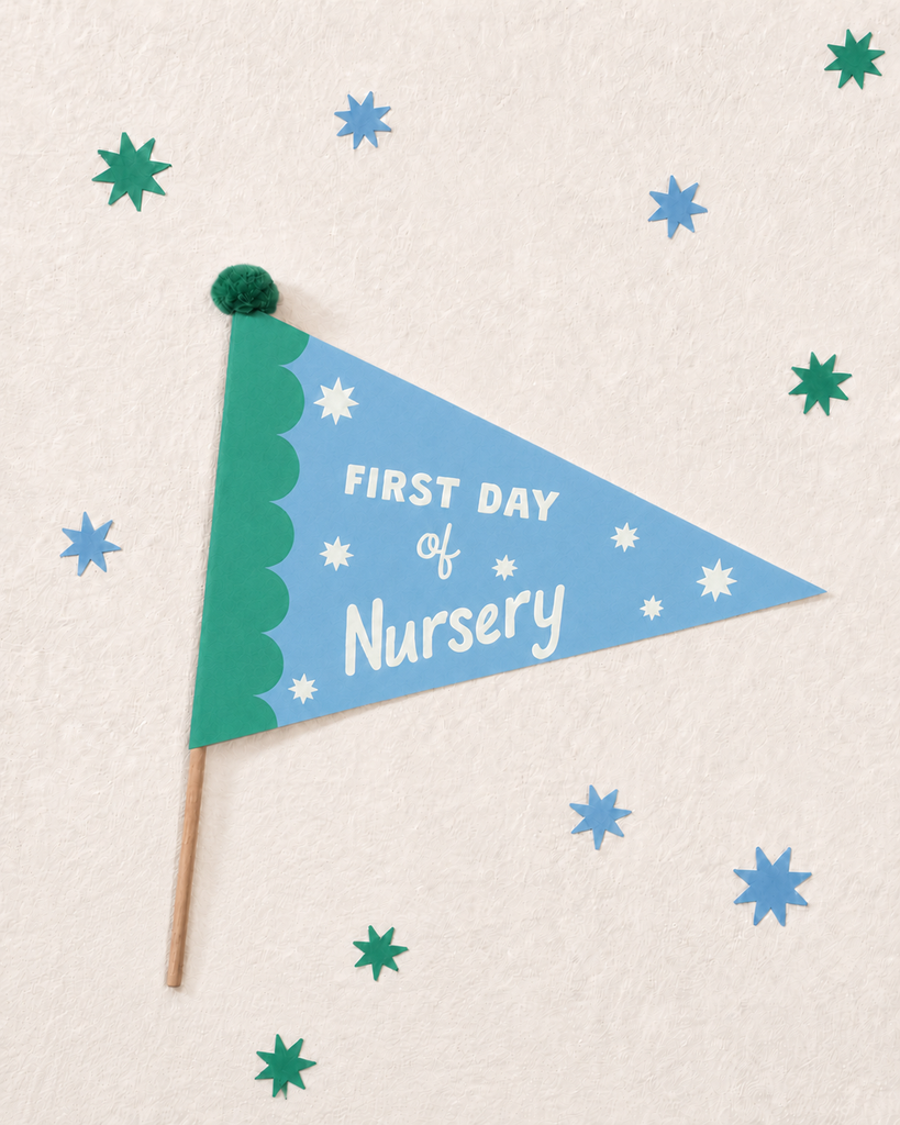 First Day of Nursery Flag and Print - Blue