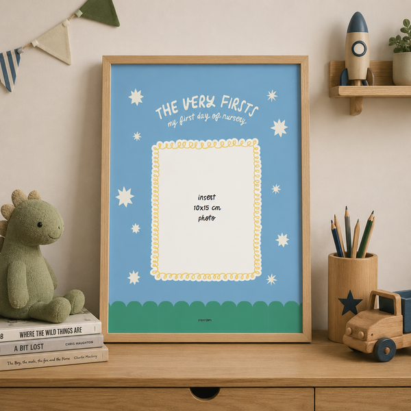 First Day of Nursery Flag and Print - Blue