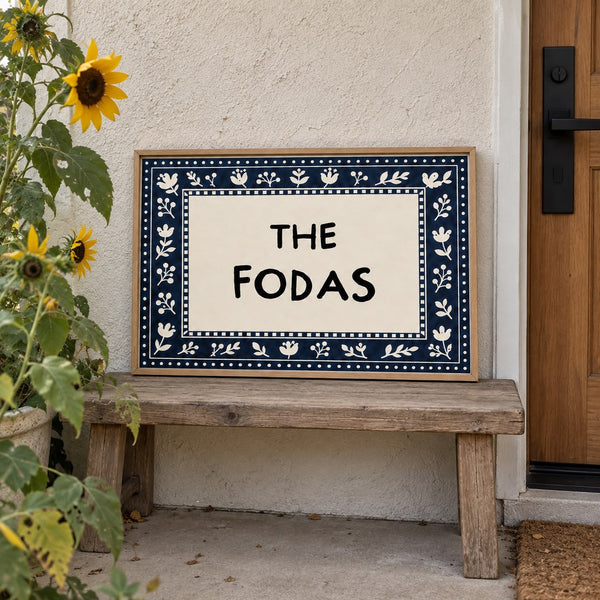 Blue Family Name Sign