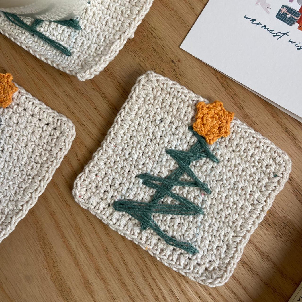 Square Christmas Crochet Coasters