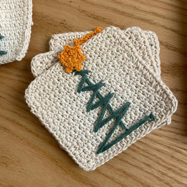 Square Christmas Crochet Coasters