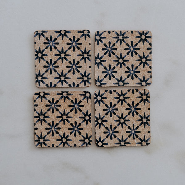 Blue Floral Cork Coasters