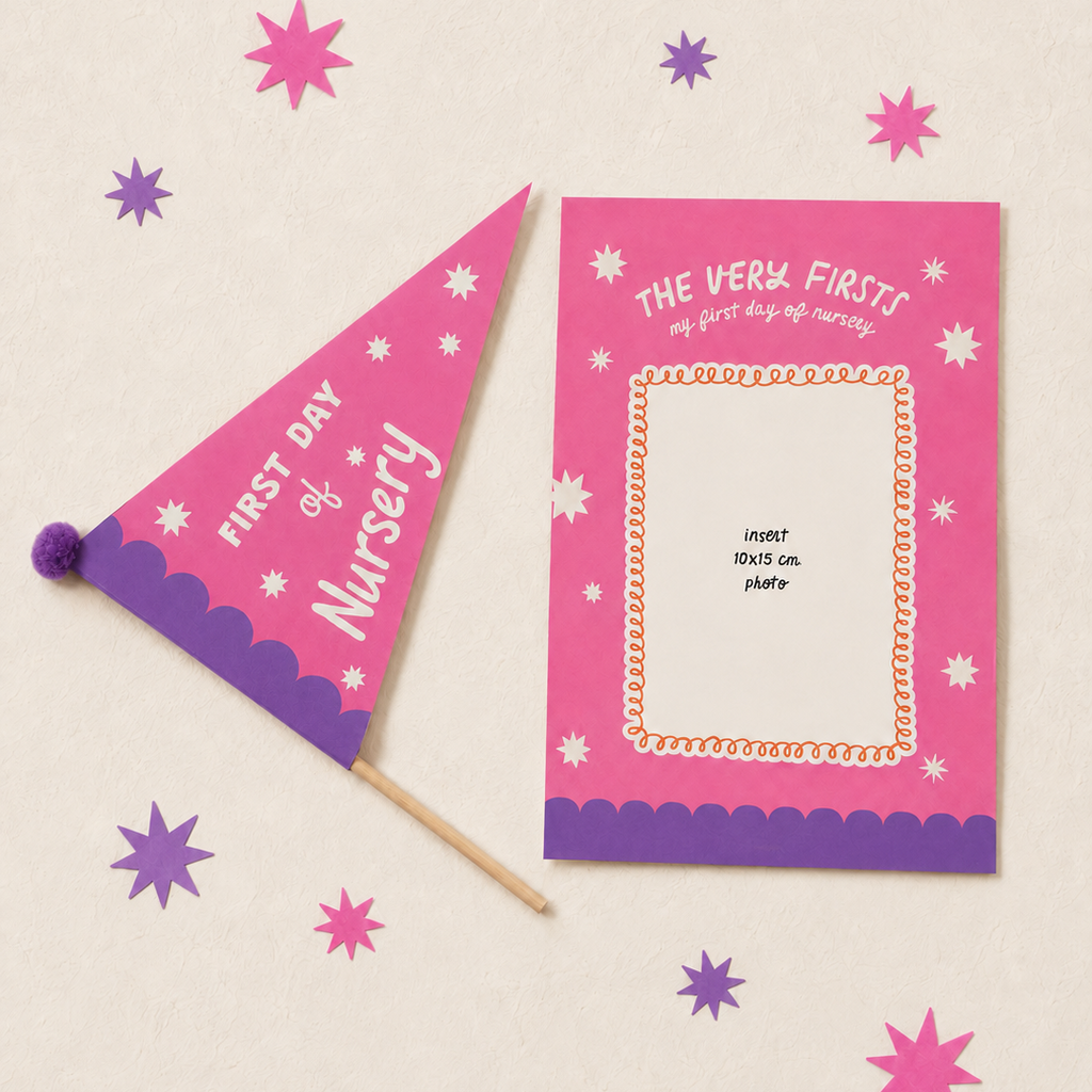 First Day of Nursery Flag and Print - Pink