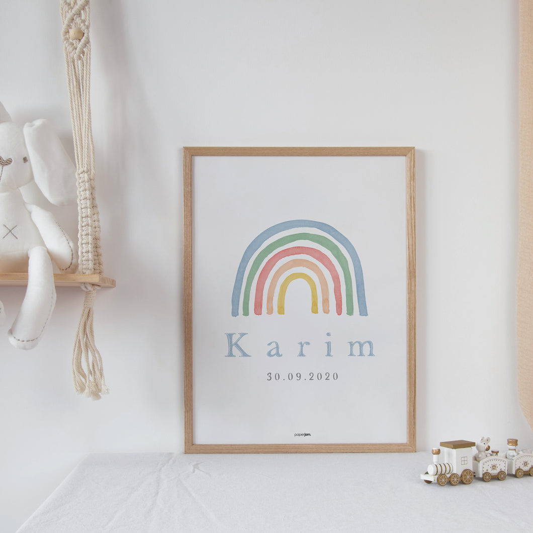 Custom Boy Name Print - Rainbow