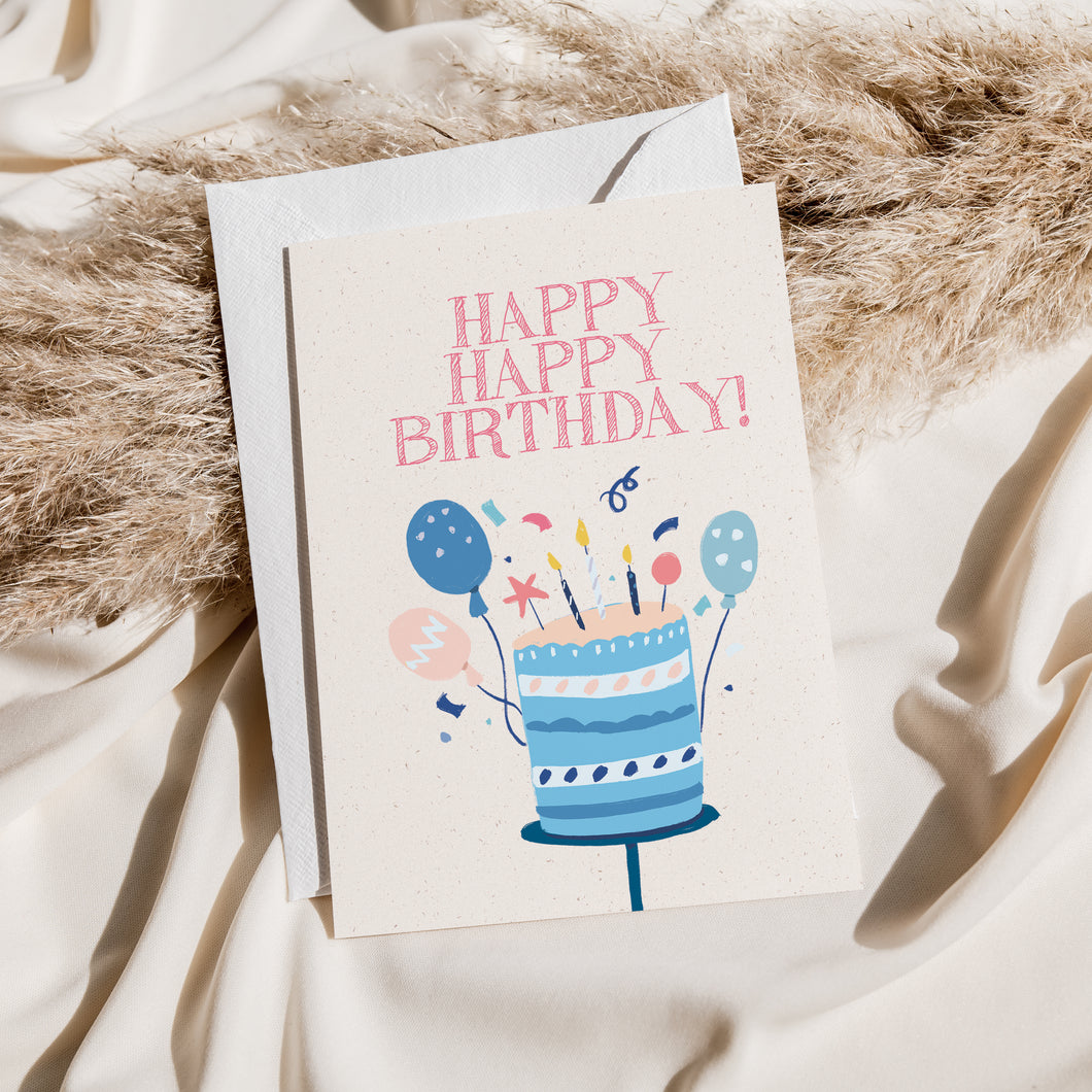 Blue Cake Birthday Card