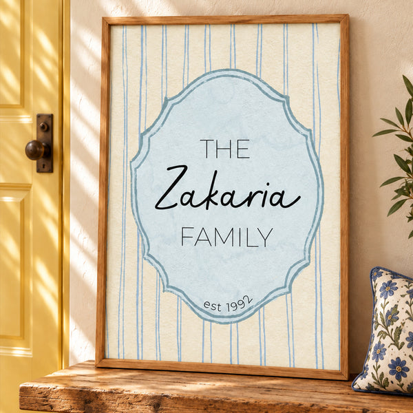 Striped Family Name Sign