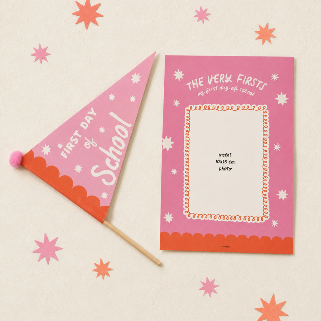 First Day of School Flag and Print - Pink