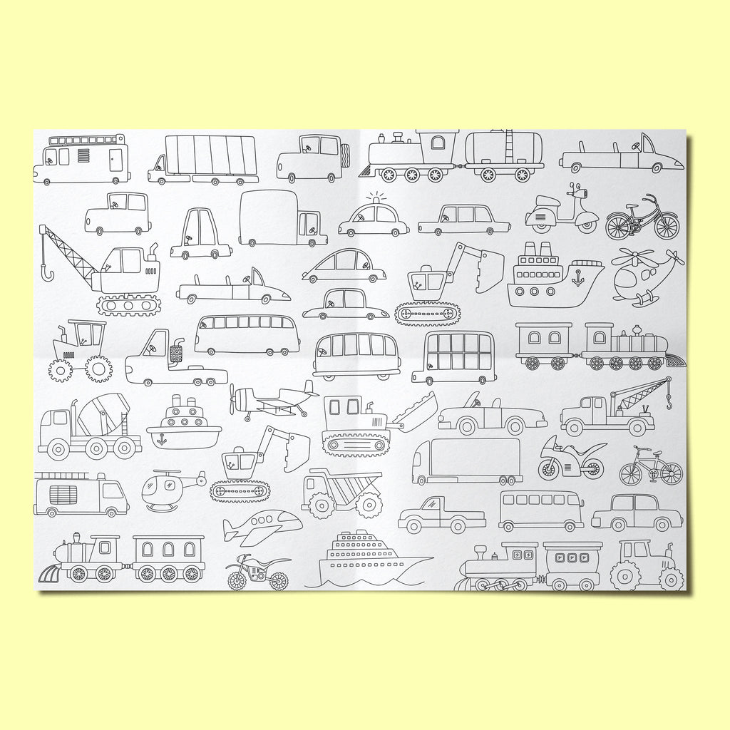 Vehicles Giant Coloring Sheet